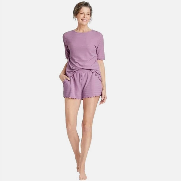 NWT Stars Above Textured Knit Lettuce Trim Pajama Shorts Set - Picture 2 of 10